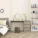 furtble Computer Desk with drawers, Wood Work Desk, Home Office PC Desk Workstation with Storage, Farmhouse Computer Table for Bedroom, Living Room, 53.5 inches, Grey Oak furtble