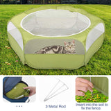 Pawaboo Small Animals Playpen, Waterproof Small Pet Cage Tent with Zippered Cover, Portable Outdoor Yard Fence with 3 Metal Rod for Chick/Kitten/Puppy/Guinea Pig/Rabbits/Hamster/Chinchillas,Green Pawaboo