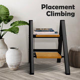 Taranta 2 Step Ladder,Aluminum Lightweight Folding 2 Step Stool with Anti-Slip Wide Pedal, 330lbs Capacity Step Ladder for Household,Kitchen,Office - BlackWoodgrain taranta