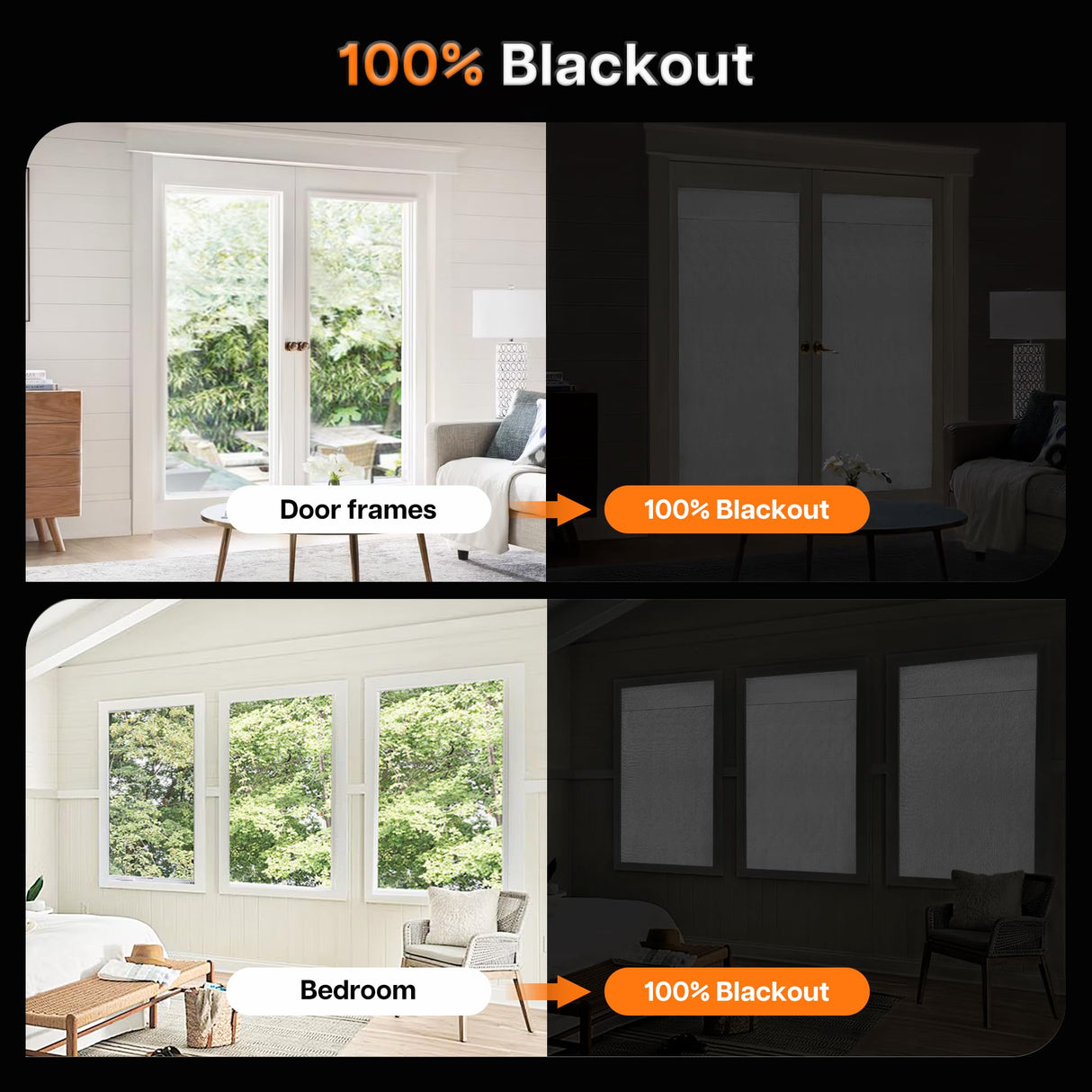 LazBlinds Blackout Roller Shades, No Drill Cordless Blinds for Windows, Roll Up French Door Blinds, Thermal Insulated UV Protection Blinds and Shades for Home and Office (48''W x 72''H, Grey Linen) LazBlinds