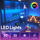 Dowinx L Shaped Desk with Pegboard and Removable Filing Cabinet, Reversible 67” Computer Gaming Desk with Power Outlet and Led, Office Corner Desk with Storage for Home Game, Black Dowinx