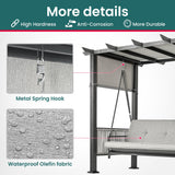 Pamapic 2-in-1 Convertible Porch Swing Bed, 3-Seat Elegant Patio Swing with Wicker Armrests, Outdoor Chair with Adjustable Canopy for Balcony, Garden, and Poolside, Gray Pamapic