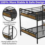 FUSVZ Heavy Duty Metal Queen Over Queen Bunk Beds for Adults Kids Teens, Convertible Industrial Bunk Bed with Guard Rails & Soft-Pack Vertical Ladder, Weight Capacity 600LBS (Black) FUSVZ