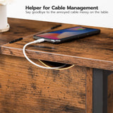 HOOBRO End Table with Charging Station, Narrow Side Table, Flip Top Nightstand with USB Ports and Outlets, Bedside Tables with Shelf for Small Spaces, Living Room, Rustic Brown BF341BZ01 HOOBRO