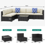 YITAHOME 7 Pieces Outdoor Patio Furniture Set, Sectional Sofa PE Rattan Wicker Conversation Set Outside Couch w/Table and Cushions for Porch Lawn Garden Backyard, Black YITAHOME