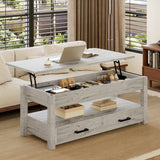 KOUSEI 47.2" Large Lift Top Coffee Table with Storage Drawers & Hidden Compartment, Grey for Living Room KOUSEI