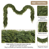 N&T NIETING 9ft Christmas Cedar Garland with Realistic Soft Thickness Pine, Artificial Green Faux Cedar Pine Garland for Fireplace Mantle Fireplace Indoor Outdoor Holiday Party Home Decoration N&T NIETING