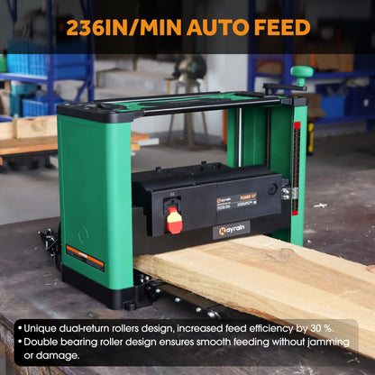 （Updated Model）Kayrain 13IN Power Benchtop Planer with HSS Double-sided Use Blades Electric Thickness Planer 15A 2000W Powerful Motor Wood Planers for Woodworking - WoodArtSupply