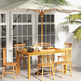 Outsunny Rectangle Patio Table for 6, Outdoor Dining Table with Umbrella Hole, Acacia Wood Table for Garden, Backyard, Deck, Natural Wood Outsunny