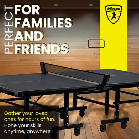 Killerspin MyT 415X Mega, Ping Pong Table, Foldable Table for Table Tennis, Portable Ping Pong Table Set with Built-in Paddle and Ball Storage, 25mm MDF Board Pingpongball Table, Graphite Color Killerspin