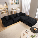 NNSNG 110" U Shaped Boneless Couches for Living Room with 2 Movable Ottomans,5 Seats Modular Cloud Sectional Couch Sofa(Black) NNSNG