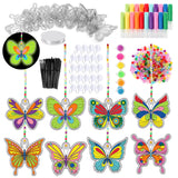 Nlicrst 32 Sets Butterfly DIY Sun Catcher Crafts Decorations, Sun Catcher Kits for Adults Window Art, Suncatcher Paint DIY Craft Kits for Kids Classroom Decorations Nlicrst