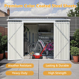 6x8FT Metal Outdoor Storage Shed with Floor Frame,Large Tool&Lawn Mower Shed with Two Lockable Doors for Garden Backyard Patio Storage,Outside Lean to Waterproof Storage Shed Thanaddo