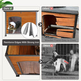 Dog House Outdoor Insulated Dog House for Small Medium Large Dogs, Natural Wood with Iron Frame, Waterproof Roof Raised Feet MEDEHOO
