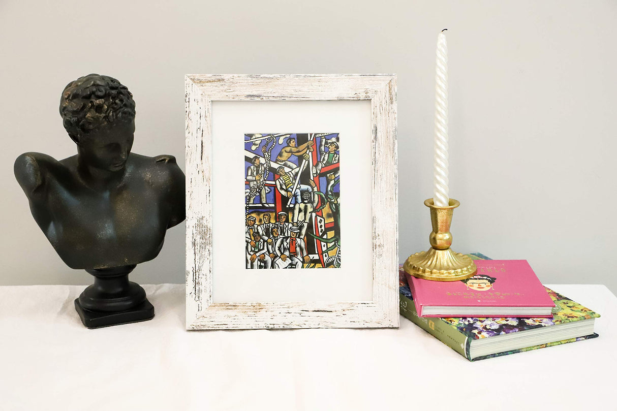 Anfoto Photo Picture Frame 8x10, White -Wood Grain Style Anfoto