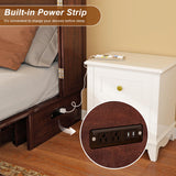 TrendTerrace Solid Wood Murphy Bed Queen: Murphy Chest Queen Deep Brown Red Murphy Bed Cabinet with USB Port, Wall Murphy Chest with Large Drawer for Home/Guest Room (Without Mattress) TrendTerrace