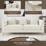 OUYESSIR Cloud Sofa Couch for Living Room, 79" Comfy Deep Seat Velvet Sofa with 3 Pillows and Gold Legs, Modern Upholstered 3 Seater Large Loveseat for Bedroom Office, White Velvet OUYESSIR