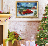 RUIHA Christmas Diamond Painting Kits,Winter Diamond Art Kit for Adults,Red Truck 5D Paint with Diamond Full Drill for Parents-Children Interrction,Wall Decor(12x16) (Snowy Night) RUIHA