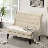 Andeworld Modern Tufted Loveaseat Settee Sofa Bench High Back with Arms Upholstered Couch for Dining Living Room Hallway or Entryway Seating,Beige Andeworld