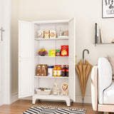 pozdeg White Metal Storage Cabinet, 47.25" H Steel Kitchen Pantry Cabinet with 2 Doors and 3 Adjustable Shelves, Versatile Sideboard Buffet Cabient for Home Office Warehouse Garage or Outdoor pozdeg