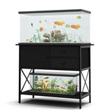 FILKO Fish Tank Stand 40 Gallon: Sturdy Aquarium Stand with Accessories Storage - Metal Tank Stands Table for 40-50 Gallon Reptile Breeder Turtle Terrarium - 36.6"x18.8" Weight Capacity 660 lbs FILKO