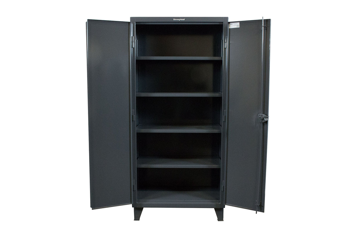 Strong Hold, 36W x 20" D x 78" H, Industrial Cabinet, Heavy-Duty, Welded and Assembled, 12-Gauge Steel, Dark Gray, 4 Adjustable Shelves with 1,900 Strong Hold