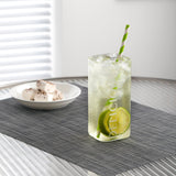 LEXMORE Placemats Set of 8 Vinyl/Plastic Woven Place Mats for Kitchen Table Indoor/Outdoor Washable Placemat Wipeable Dining Table Mats(Dark Gray) LEXMORE