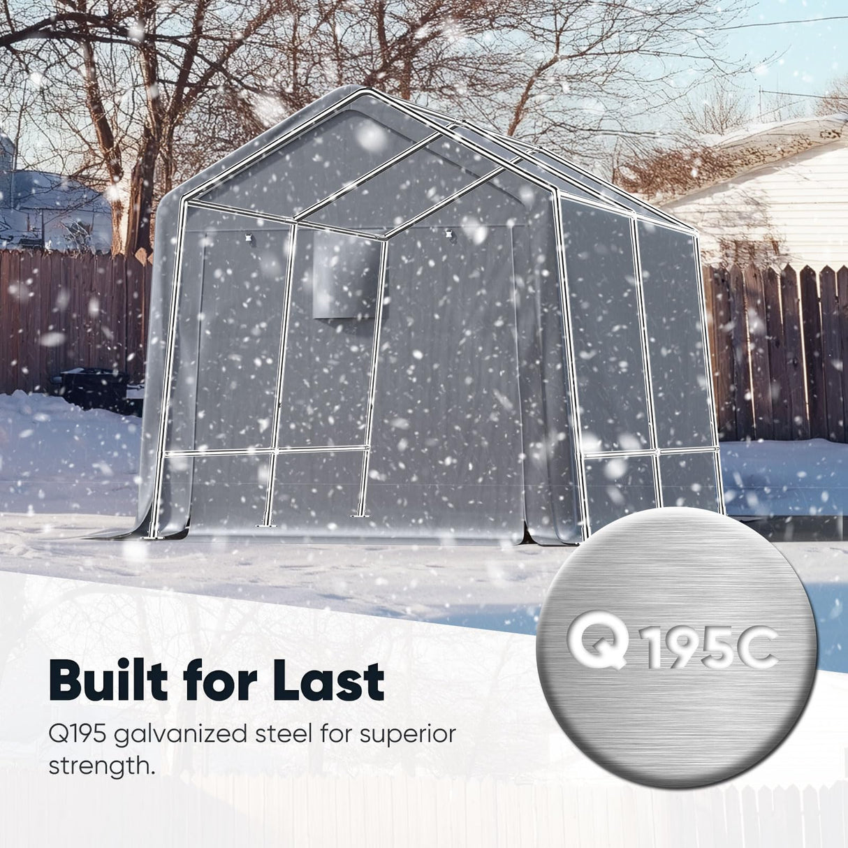 Quictent Heavy Duty 8x12FT Carport Shelter with Roll-Up Mesh Windows, Portable Garage Canopy for Motorcycle Storage, Outdoor Equipment, Patio Furniture Cover - Silver Gray Quictent