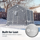 Quictent Heavy Duty 8x12FT Carport Shelter with Roll-Up Mesh Windows, Portable Garage Canopy for Motorcycle Storage, Outdoor Equipment, Patio Furniture Cover - Silver Gray Quictent