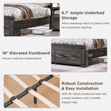 RedLemon Farmhouse Queen Size Wood Bed Frame with 54" Tall Geometric Headboard, 2 Large Storage Drawers, Solid Wood Slats Support, Noise Free, No Box Spring Needed, Dark Rustic Oak RedLemon