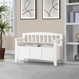 OSP Home Furnishings Metro Mission Style Wood Entry Way Bench with Storage, Sierra Snow White Finish OSP Home Furnishings