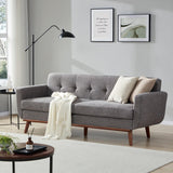 Kingfun 77.2" W Loveseat Sofa, Mid Century Modern Decor Love Seat Couches for Living Room, Button Tufted Upholstered Furniture, Solid & Easy to Install Small Couch for Bedroom Office Apartment, Gray Kingfun