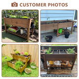 ketive Raised Garden Bed with Legs Outdoor,Elevated Garden Box,Storage Shelf, Protective Liner for Backyard,Patio,Balcony,80x23x30in (Brown) ketive