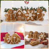 HunnmingRe 4 Pcs Christmas Throw Pillows Plush Gingerbread Men Gingerbread House Snowflake Shaped Pillow for Christmas Winter Holiday Party Outdoor Bedroom Cushion Decoration HunnmingRe