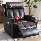 IOMOR Fabric Manual Recliner Chair for Adults, Comfy Reclining Chairs with Overstuffed Arm and Back, Single Sofa for Living Room (1, Brown) IOMOR