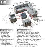 HOOOWOOO 9 Piece Modular Patio Outdoor Sectional Furniture Set with Swivel Rocking Chairs,Wicker Conversation Sofa Set,Outside Couch Set with Wide Arm(Dark Grey) HOOOWOOO