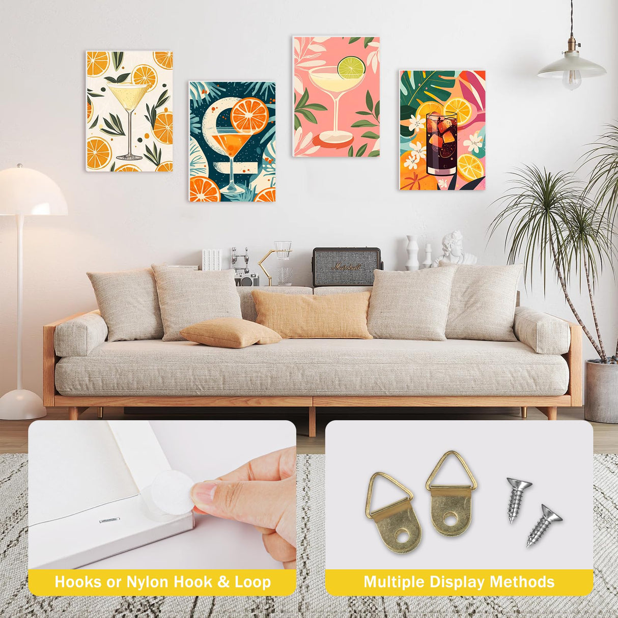 RICUVED Paint by Number for Adults Framed Canvas, 4 Pack Paint by Number Kits Arts and Crafts for Adults Beginner, Easy DIY Summer Drink Acrylic Painting Number Kits for Home Wall Decor(7.8X11.8inch) RICUVED