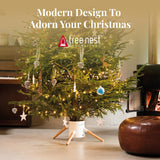 Tree Nest Christmas Tree Stand Base Xmas Modern Tree Metal Holder Stand for 10ft Real Tree Xmas Tree Decoration（Family,White） Tree Nest