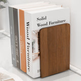 Brosisincorp Walnut Wood Book Ends, Heavy Duty Bookends for Shelves Sturdy Non-Skid Book Stand for CDs - 6.69 x 4.72 x 3.94 in(1 Pairs, Large) Brosisincorp