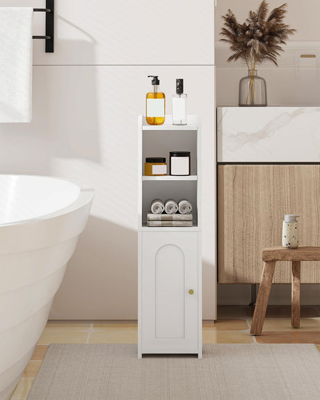 Hzuaneri Bathroom Storage Cabinet, Corner Floor Cabinet with Doors and Adjustable Shelf, Narrow Toilet Paper Cabinet, Bathroom Organizer for Small Spaces, White BC19703X Hzuaneri