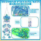 GlikCeil Beach Wind Chimes Diamond Art Wind Chimes Suncatchers Beach Diamond Art Kits with Crystal Pendant Hanging Ornament for Home Garden Patio Backyard Decor(Blue) GlikCeil