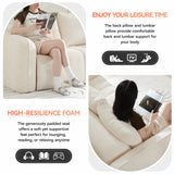 66'' Boneless Corduroy Loveseat Sofa, 2 Seater Tufted Deep Seat Couch with Rounded Armrest, Upholstered Cloud Couch for Living Room, Bedroom, No Assembly, White WUTUTUEE