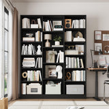 FACBOTALL Triple Wide Bookshelf, 6 Tier Large Bookshelf, Bookcase with 17 Open Display Shelves, 74'' Tall Bookcases and Bookshelves for Living Room, Home Office, Library, Black FACBOTALL