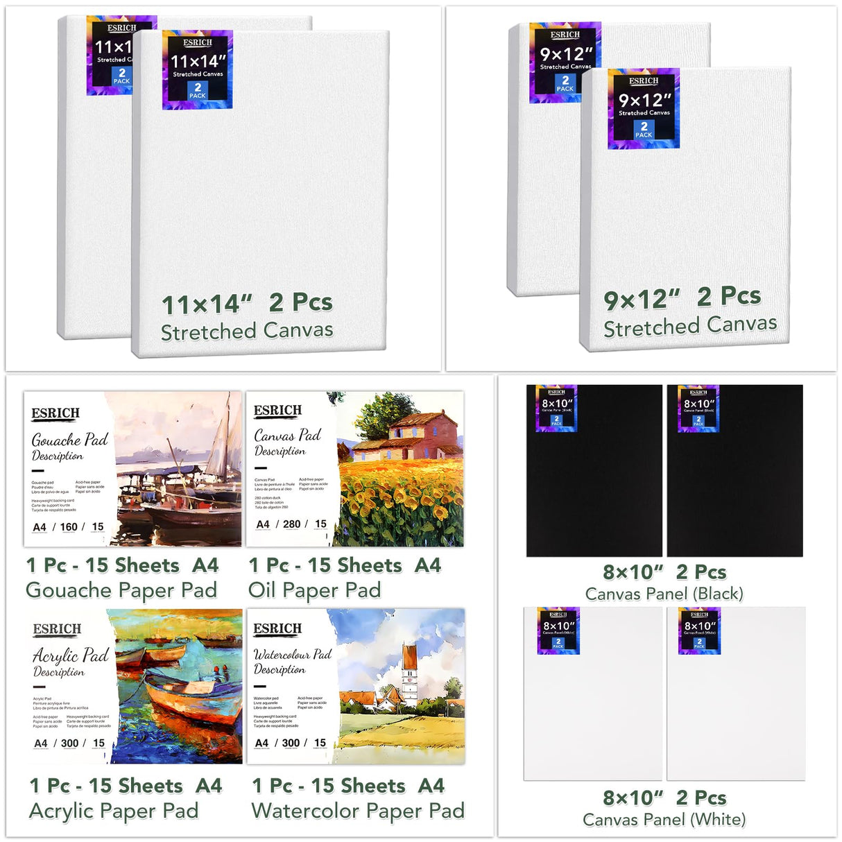 166 Pcs Deluxe Artist Painting Set, Painting Supplies with 96 Paint(Oil, Watercolor，Gouache & Acrylic Paint)Metal and Wooden Easels, Canvas, Paper Pads, 45 Paintbrushes etc. for Adults, Kids, Artists ESRICH