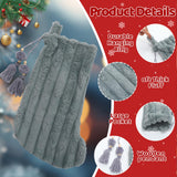 RoundFunny 4 Pcs Christmas Stockings, 18 Inch Striped Plush Faux Fur Xmas Stocking with Pendant, Large Thick Plush Hanging Stockings for Family Holiday Party Fireplace Stairs Decorations RoundFunny