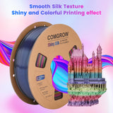 Comgrow Rainbow Colors Silk PLA 3D Printer Filament, Rainbow PLA Filament 1.75mm, Dimensional Accuracy +/- 0.02 mm, 1KG Spool, Coextrusion 3D Filament with Shiny Silk Rainbow Red Comgrow