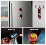 Morning Star Instant Read Digital Meat Thermometer for Cooking,Grilling & BBQ, IP67 Waterproof with LED Backlight, Auto Shut, 4.7 inch 180° Foldable Probe, Built in Bottle Opener with Fridge Magnet Morning Star