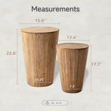 Aoikax Farmhouse Nesting Barrel Side Table, Rustic Space Saving Storage End Table Set Fully Assembled, Natural Distressed Finish Aoikax