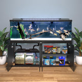 GDLF 125-150 Gallon Fish Tank Stand, Heavy Duty Metal Aquarium Stand with Power Outlet and Cabinet for Fish Tank Filters and Accessories,72.8" L*18.9" W,2200LBS Capacity (Stand Only) GDLF