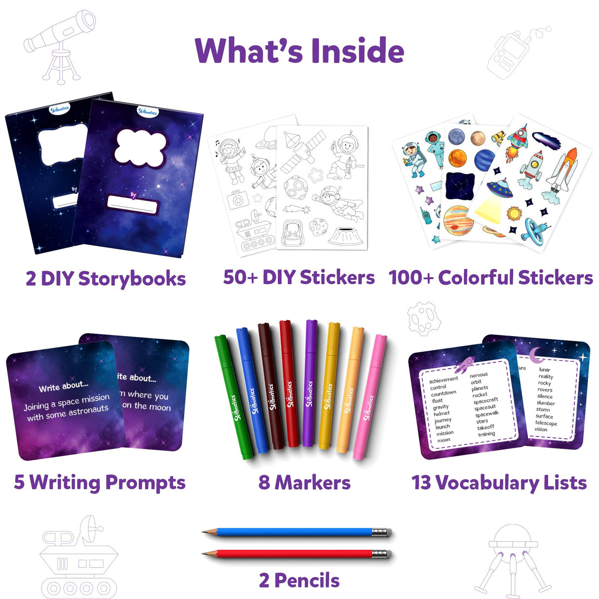 Skillmatics Storybook Art Kit & Dot It Space Theme Bundle, Gifts for Girls & Boys Ages 5, 6, 7, 8, 9, 10 Skillmatics